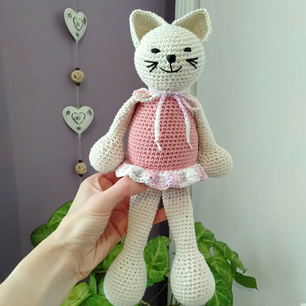 Handmade Crochet Toy Cat - 100% Cotton