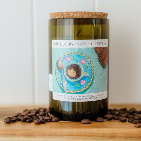 Coffee Berry + Vanilla + Espresso Wine bottle candle