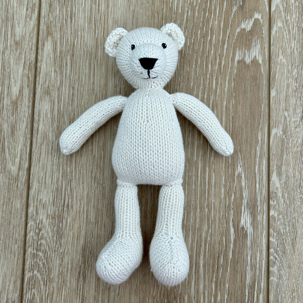Hand Knit | White Polar Bear | Teddy Bear | 23cm | Ready to Ship