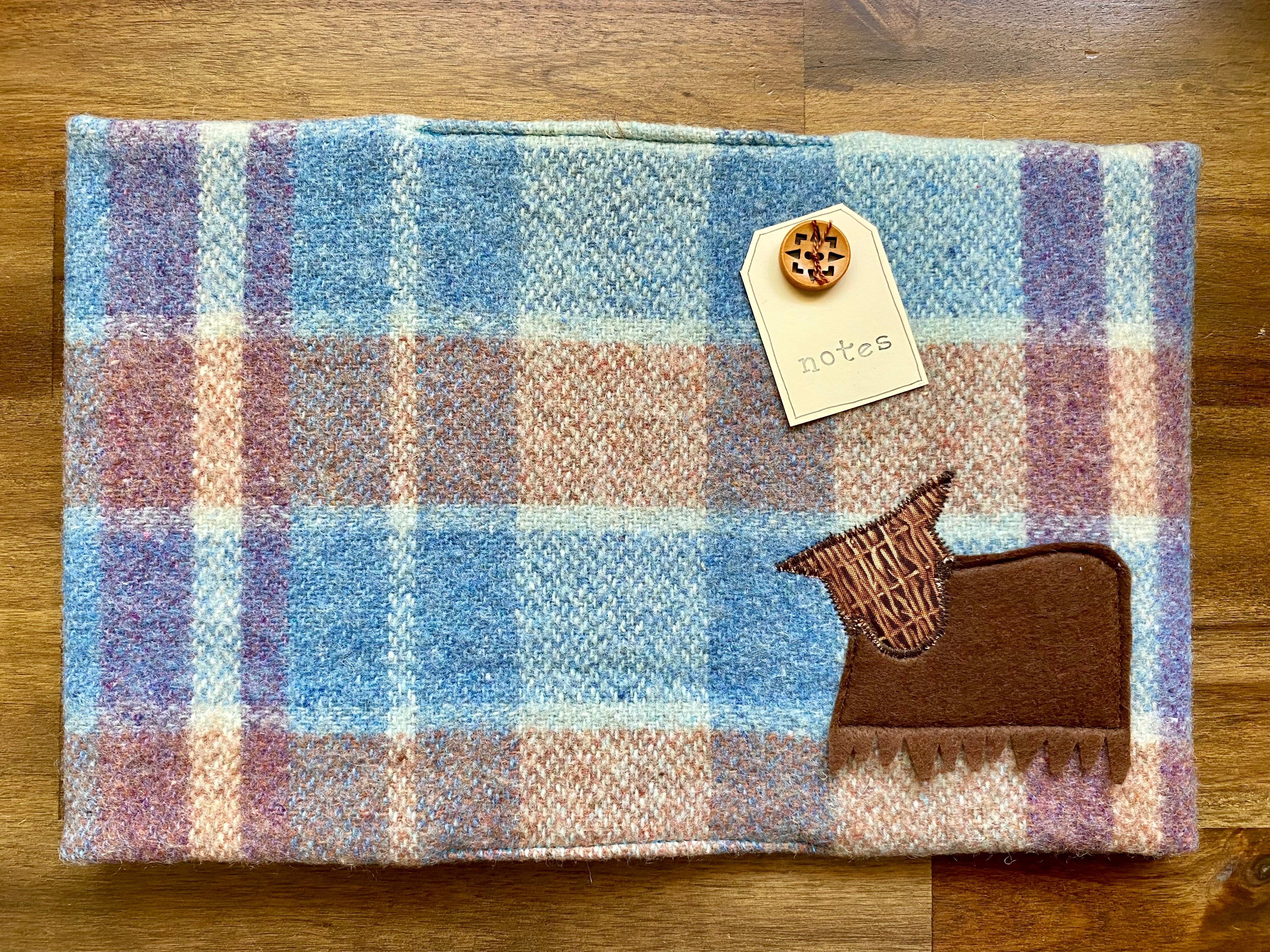 A5 Upcycled Notebook Highland Cow - Blue