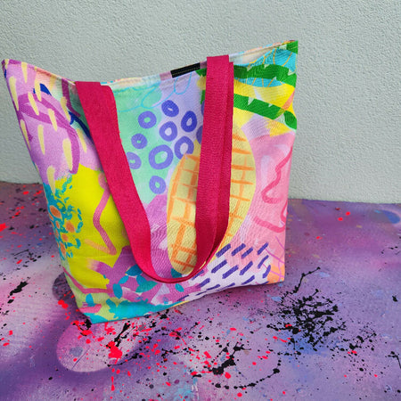 Abstract Colourful Reversible Medium Tote Bag
