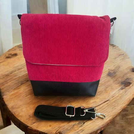 Medium Messenger Bag - Hot Pink Corduroy