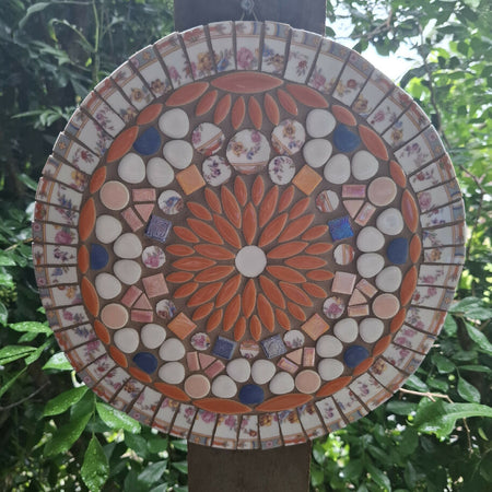 Lovely Orange & White Crockery & Ceramic Wall Hanging | Handmade Wall Art