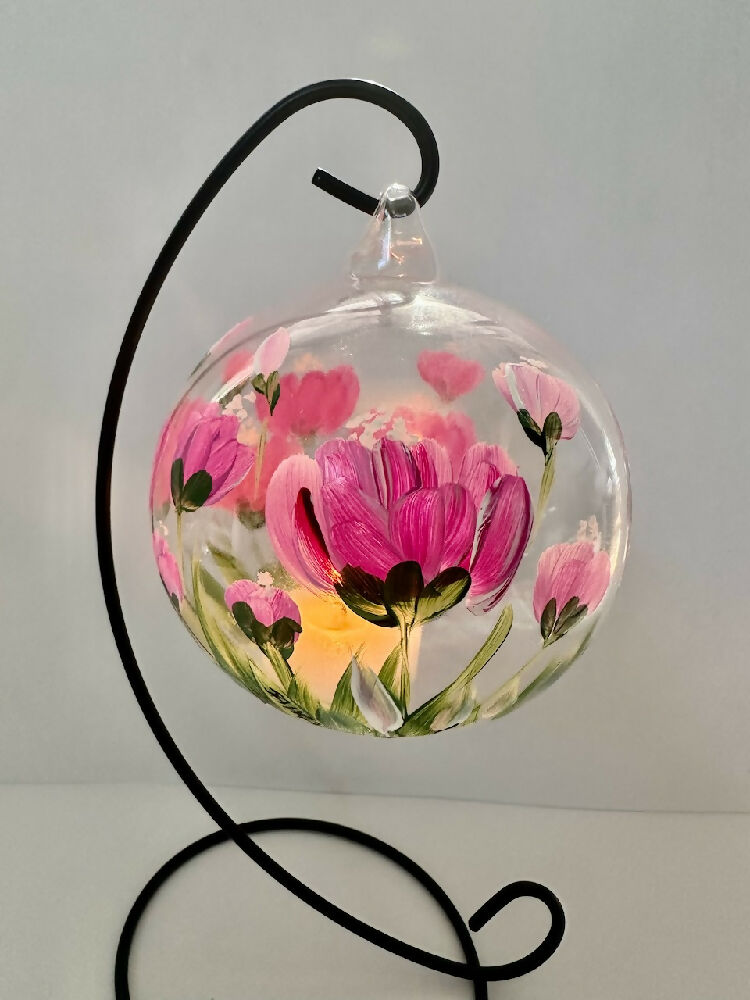 candle holder pink tulips3