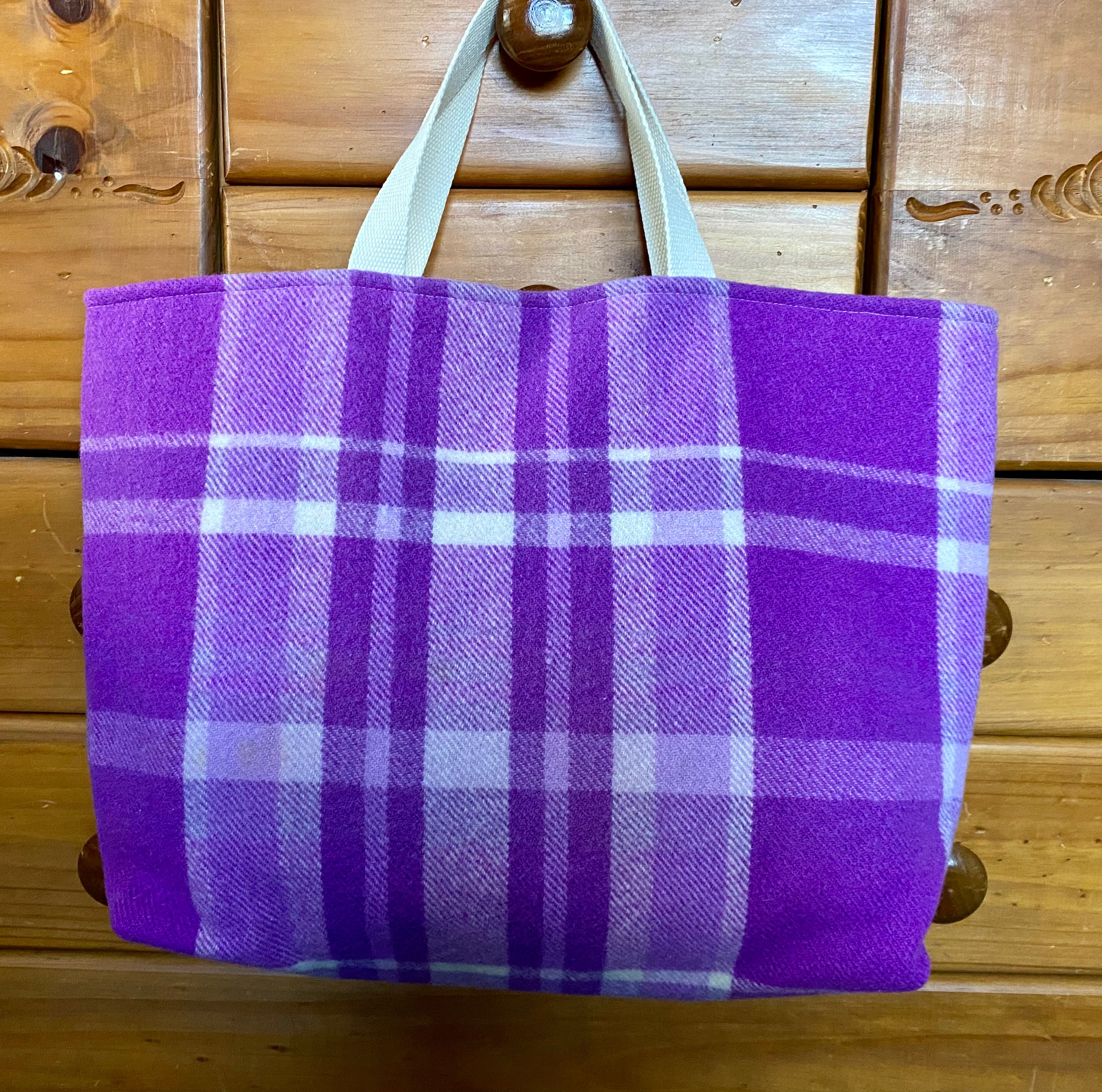 Upcycled Woollen Blanket - Market Tote - Purple