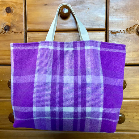 Upcycled Woollen Blanket - Market Tote - Purple
