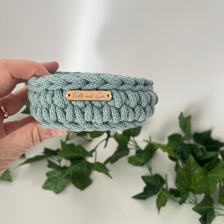 Mini basket - crocheted - colour Duck Egg Blue