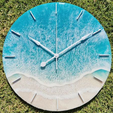 40 cm Beach Turquoise Resin Art Wall Clock