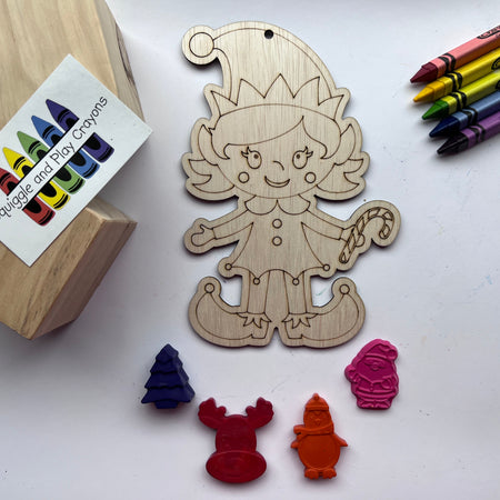 Christmas Crayon Colouring in Pack: Miss Elf