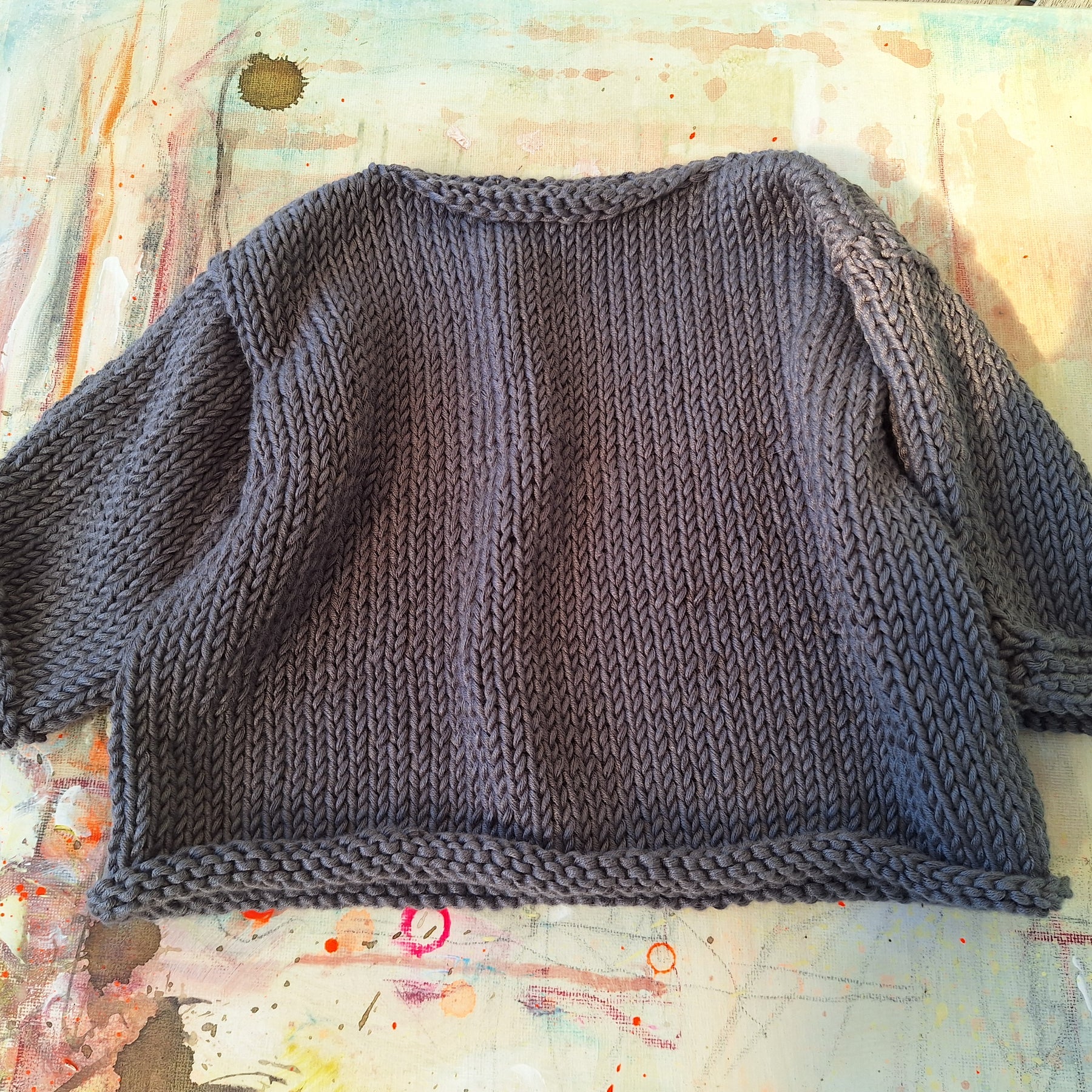 Bamboo-cotton Boxy Baby Sweater Sz 3-6mths