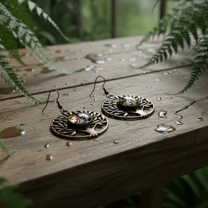Steampunk watch parts Tree of Life earrings
