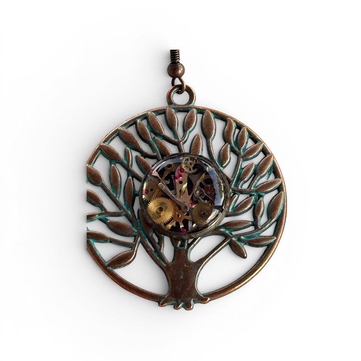 Steampunk watch parts Tree of Life earrings