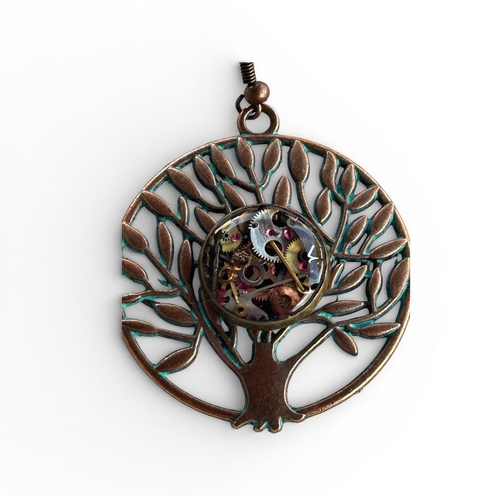 Steampunk watch parts Tree of Life earrings