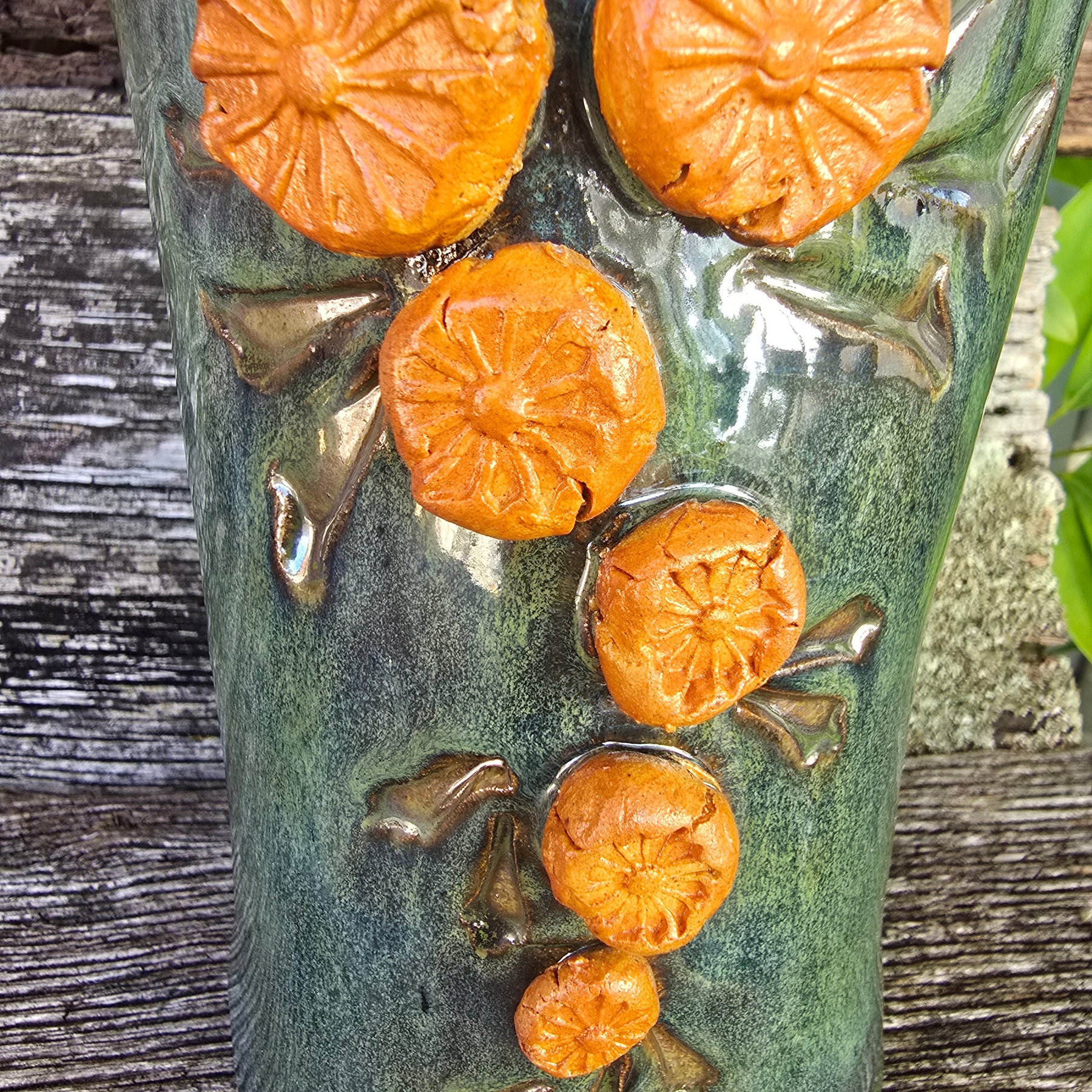 Iridescent green vase