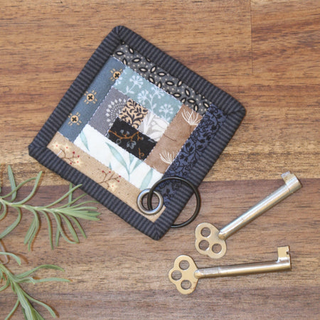 Patchwork Quilted Log Cabin Keyring