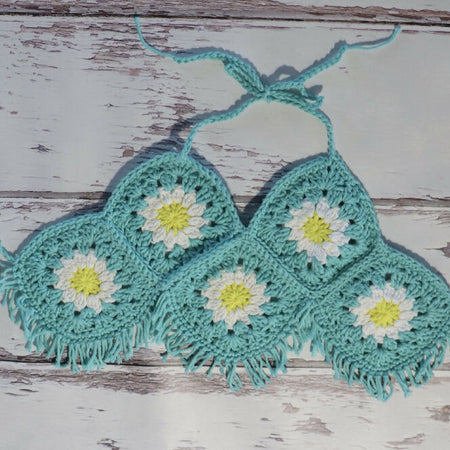 Crochet Halter Top Kids, Orange, Aqua, Purple