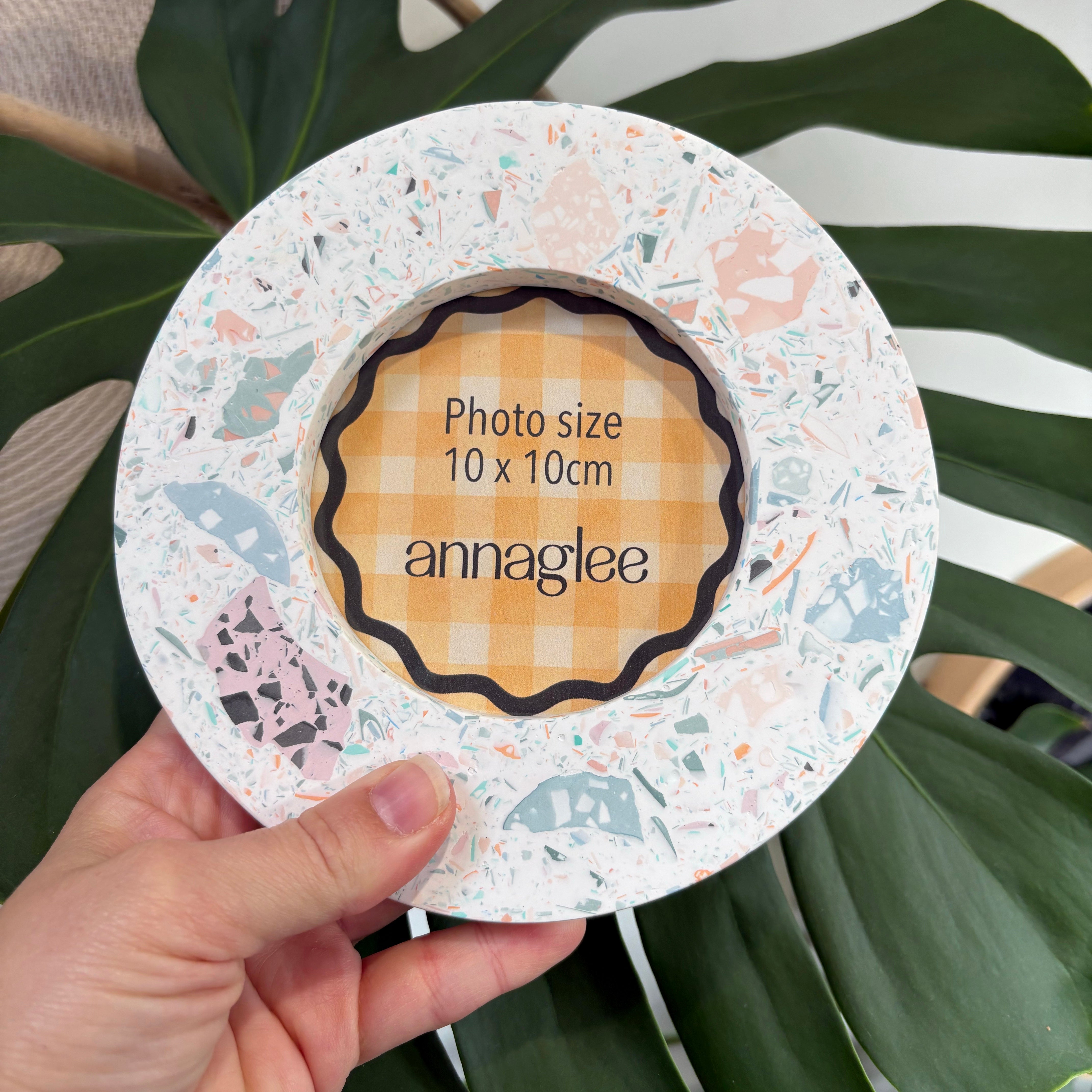 mixed recycled terrazzo photo frame wall hanging