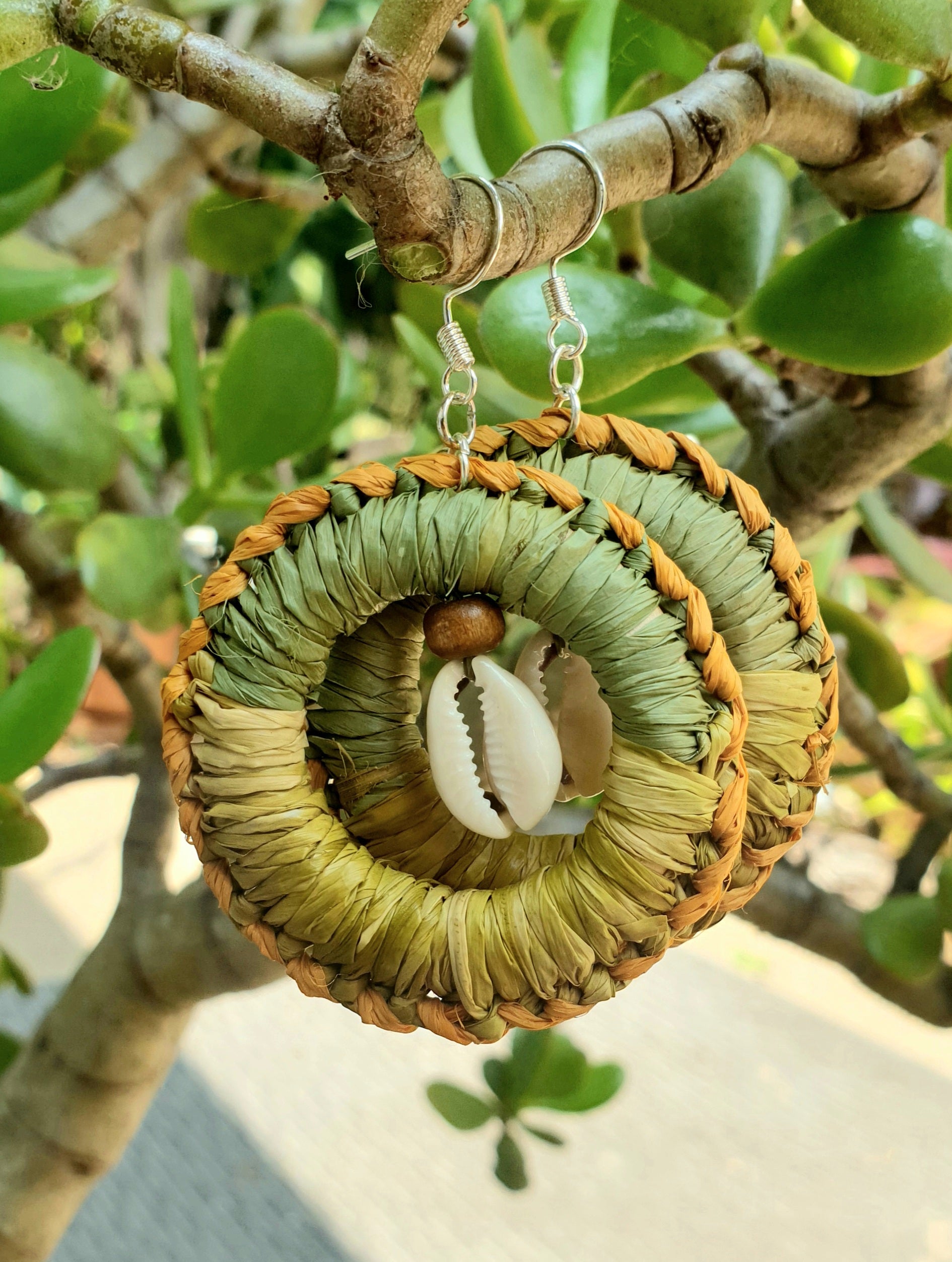 Handmade raffia earrings