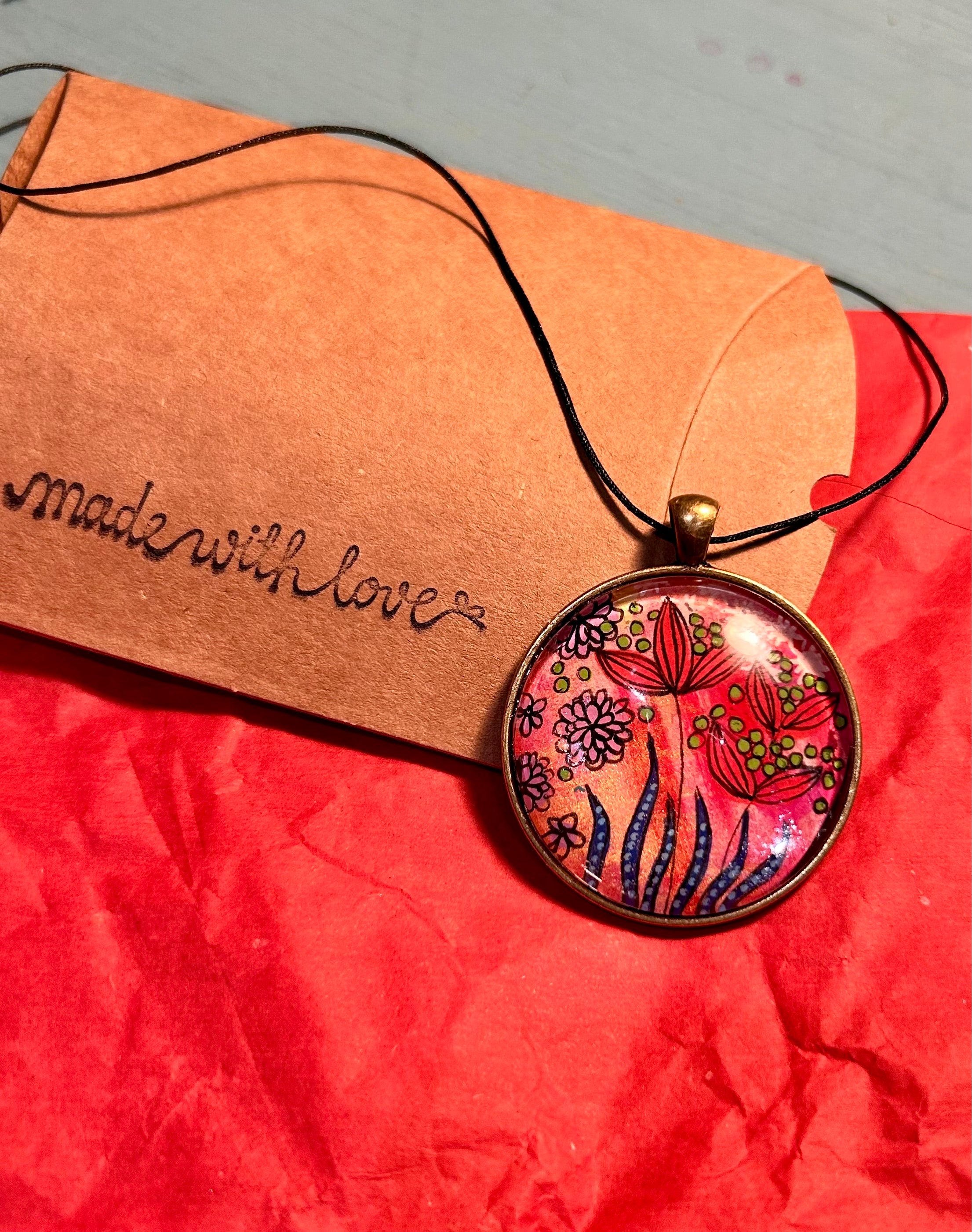 Hand-painted necklace : Ruby Sunshine