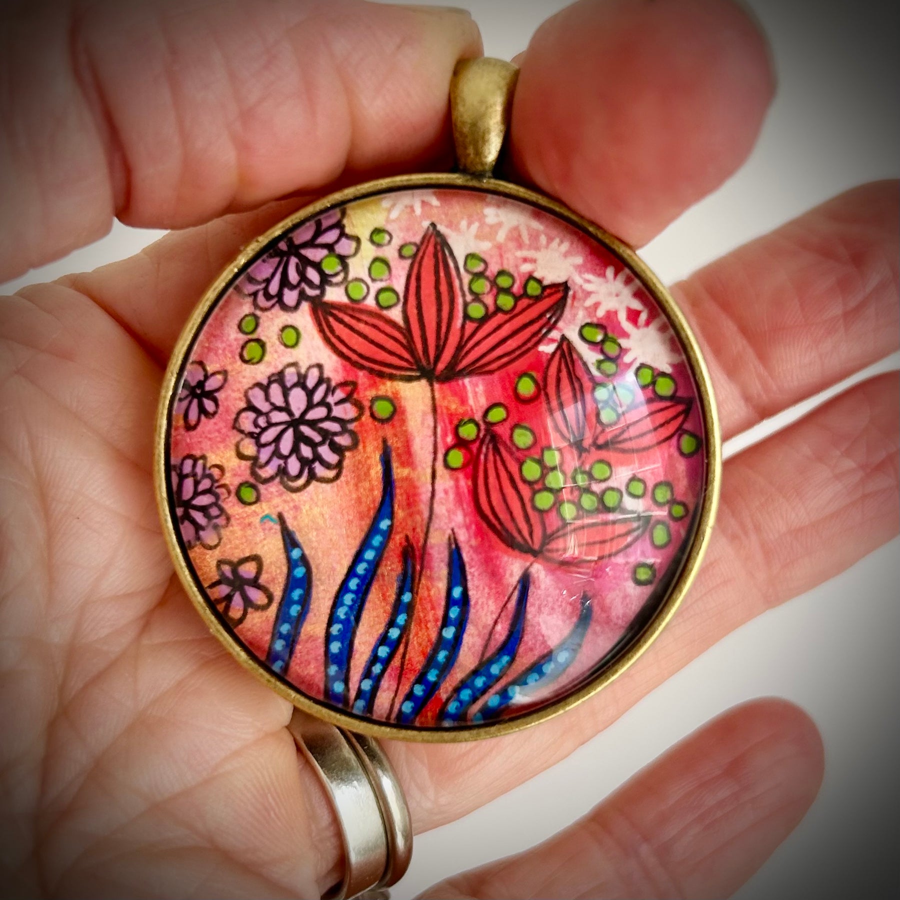 Hand-painted necklace : Ruby Sunshine