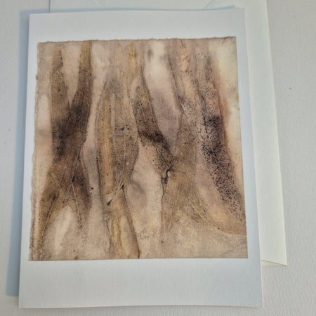 Card original ecoprinted eucalyptus tonal