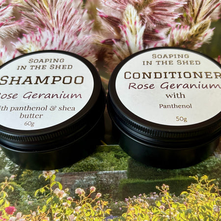 Rose Geranium Twin Pack Shampoo & Conditioner Bars.