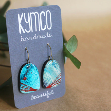 | Sample | Sea and Sky Collection| Hook dangle earrings| Blue teal red