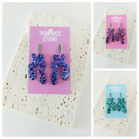 Wavy Arch Glitter Resin Dangle Earrings