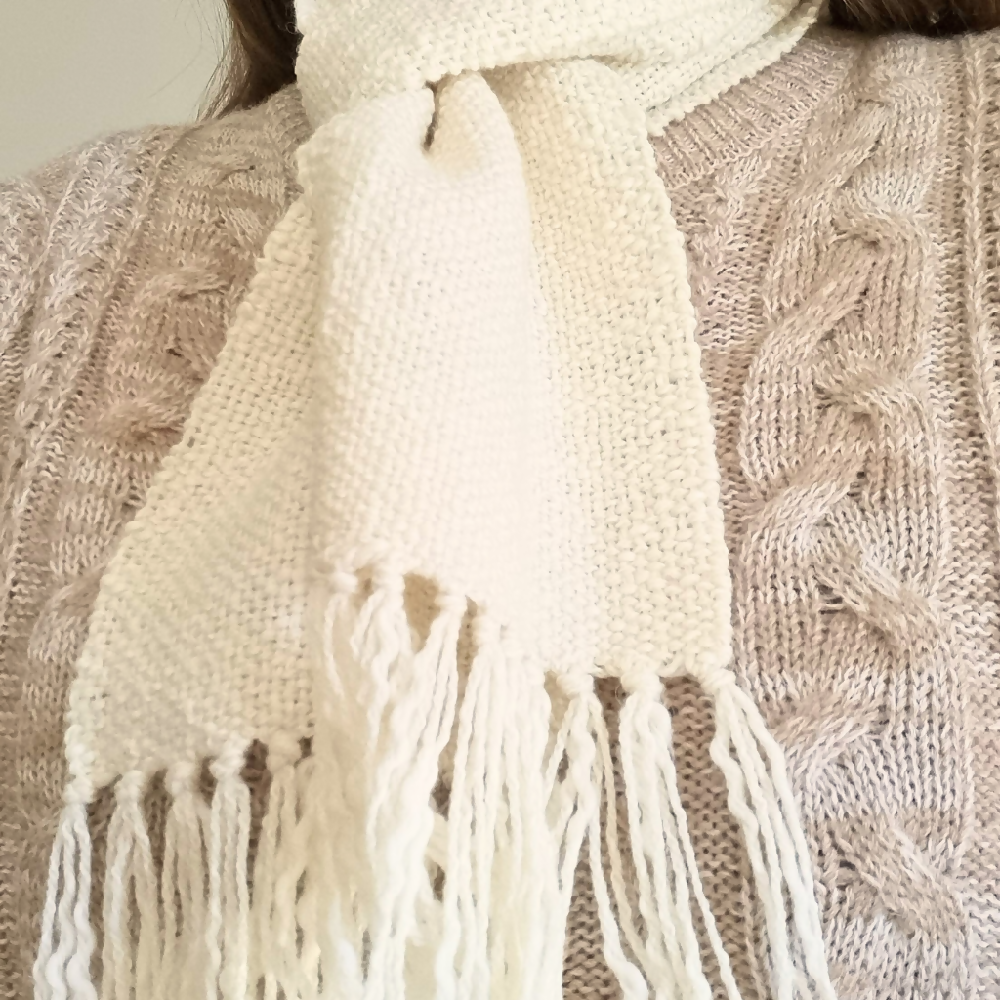 Handwoven wool scarf made with Bendigo Woollen Mill yarn