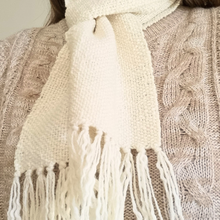 Handwoven scarf Bendigo wool cotton blend in cream