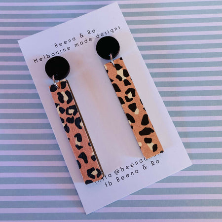 Animal print stick earrings