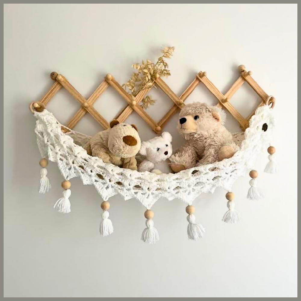 White Toy Hammock, Wall Hanging Decor, Nursery Decor, Kids Room Hanging