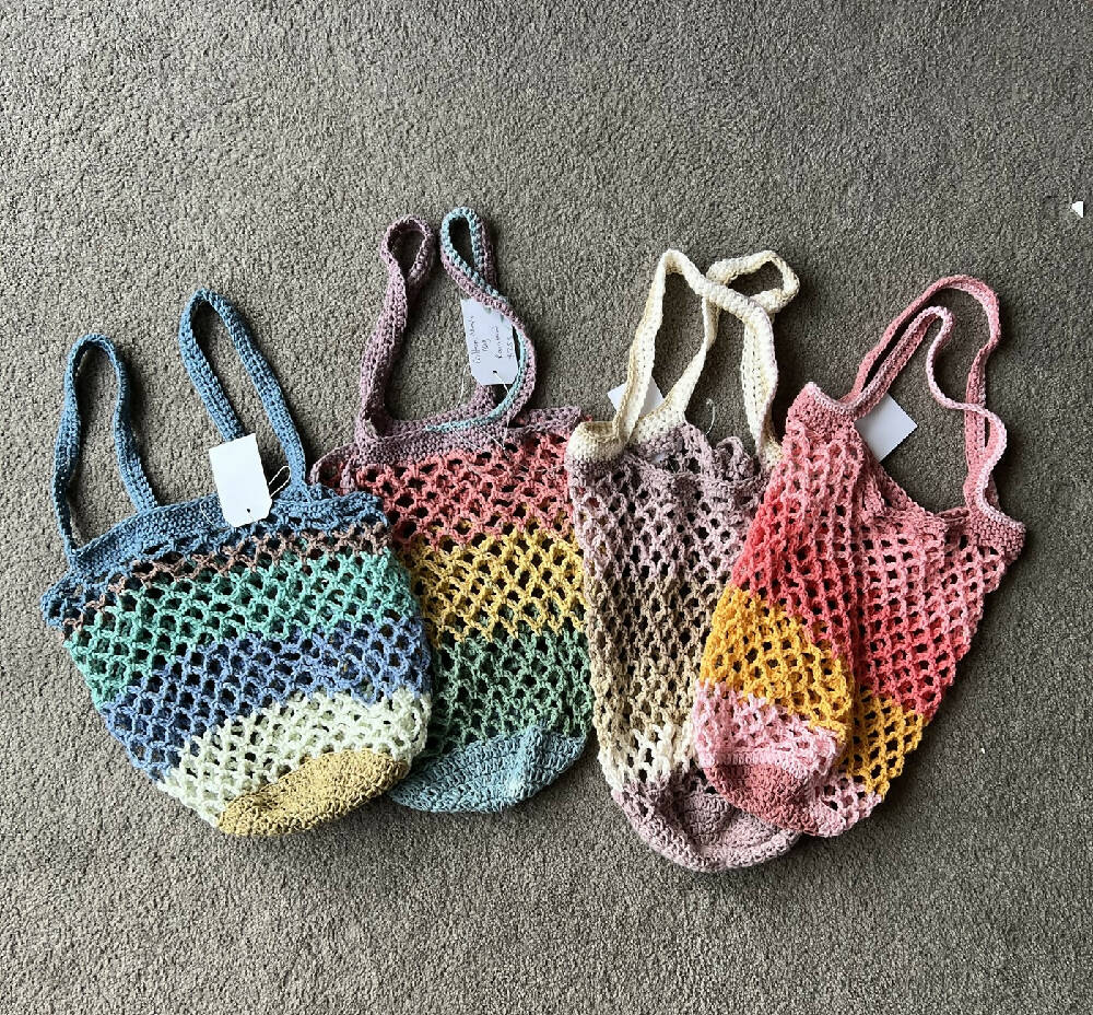 Handmade Mesh Crochet Bag | Cotton Yarn | Various Colours | The Creative Quail