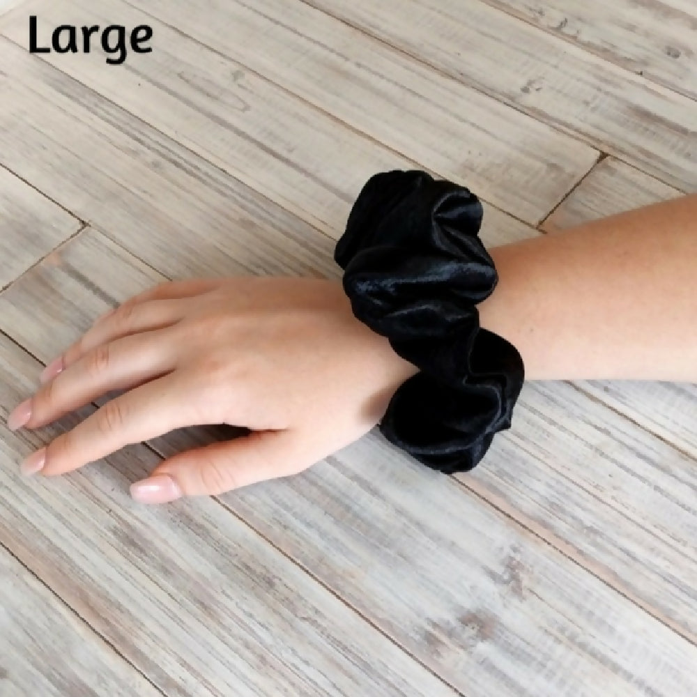 Black luxe satin scrunchies - Slim, Mid-size or Large