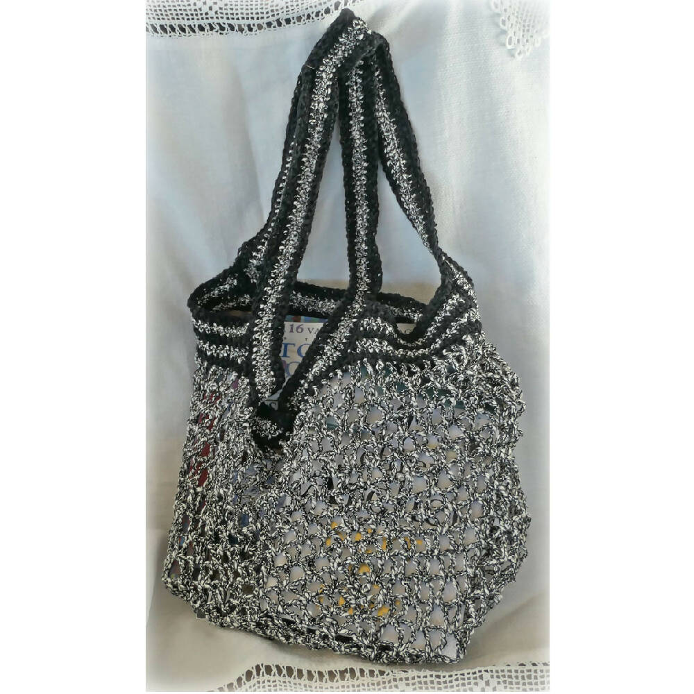 market bags, black silver white, free post.