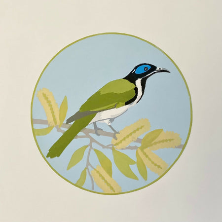 Blue Eyed Honeyeater - Reduction Lino Print