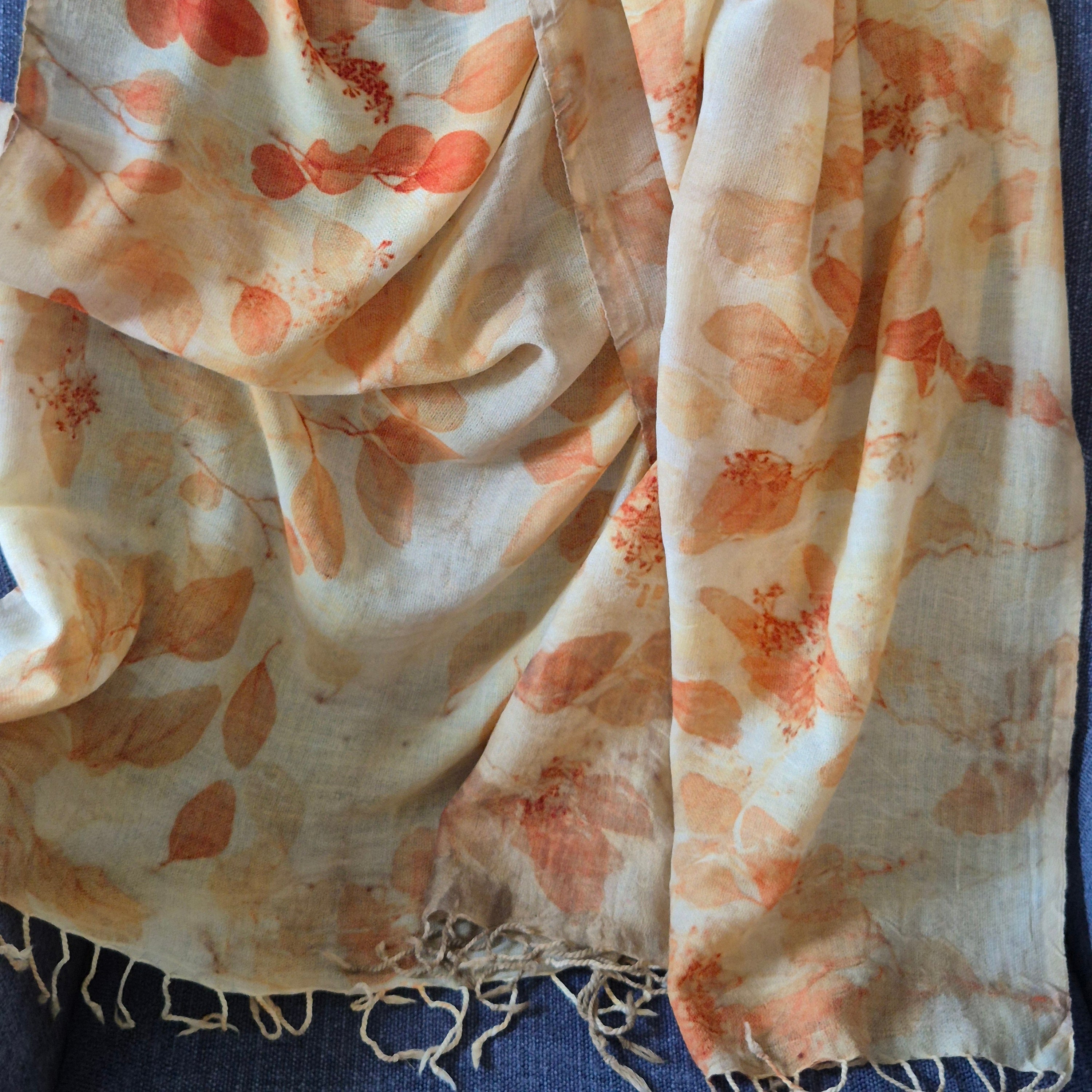 Pure merino wool fine wrap ecoprinted