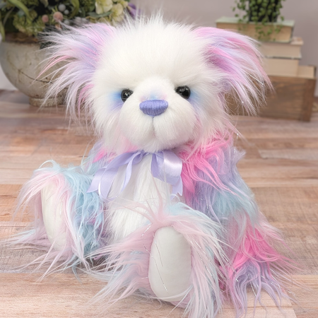 Handmade Rainbow Plush Artist Bear: Collectible One-of-a-Kind Teddy