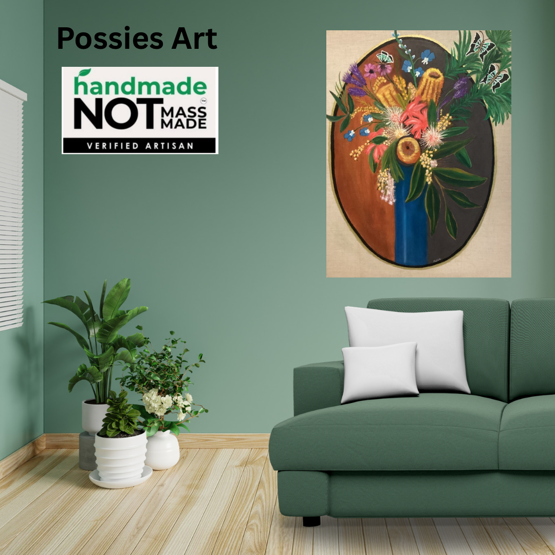 Australian Native Flowers in a blue vase