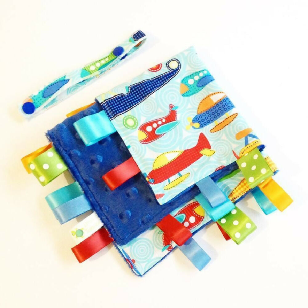 PLANES SOAR Baby Security Blanket Blankie Taggie Toy+ Dummy/Sophie/Taggie Saver