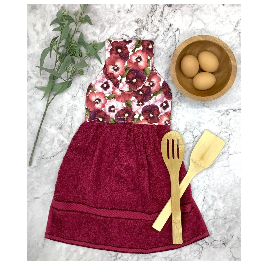 Garden flowers hanging hand towel with fabric and loop top. 4 Designs