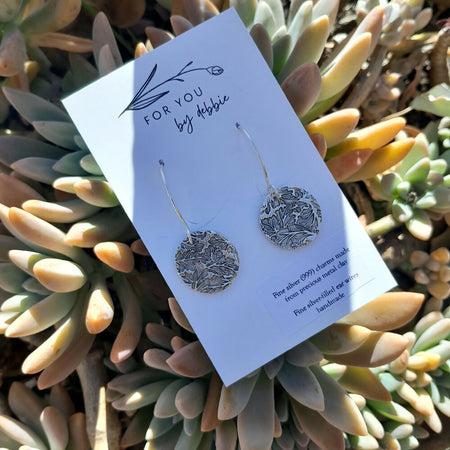 Fine silver earrings multi leaf -handmade ear wire