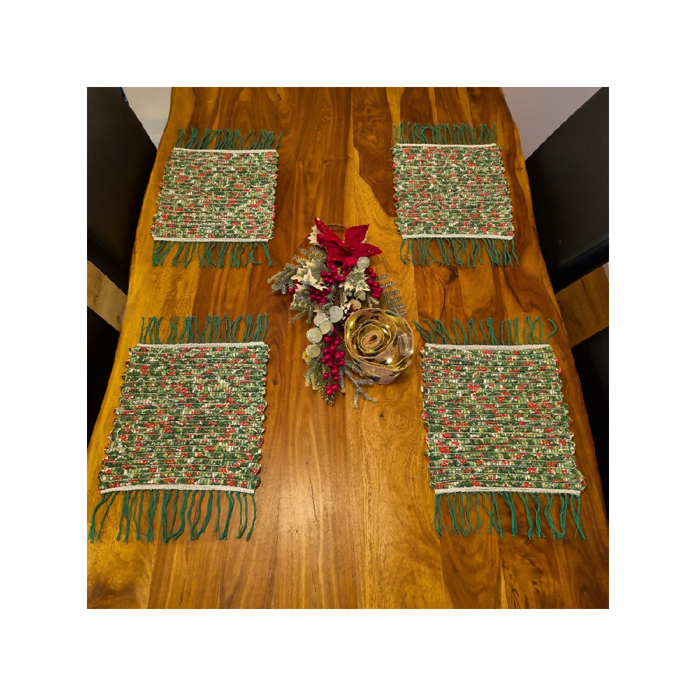 Handwoven Christmas Fabric Placemats