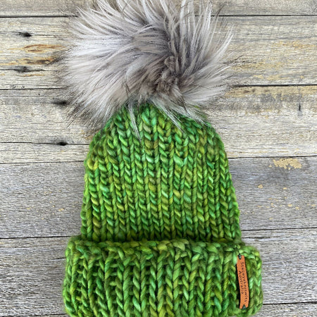 Green Beanie, Merino Pompom Beanie