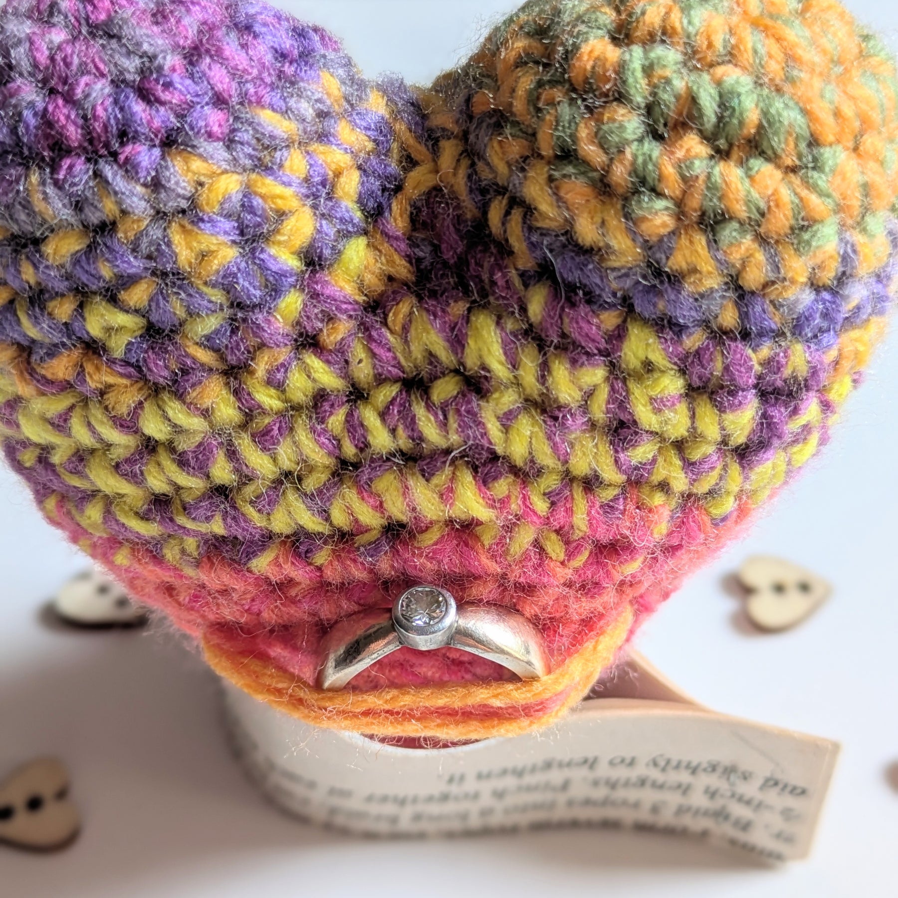 'Love Is Love' Heart Handmade Crochet Rainbow Valentine