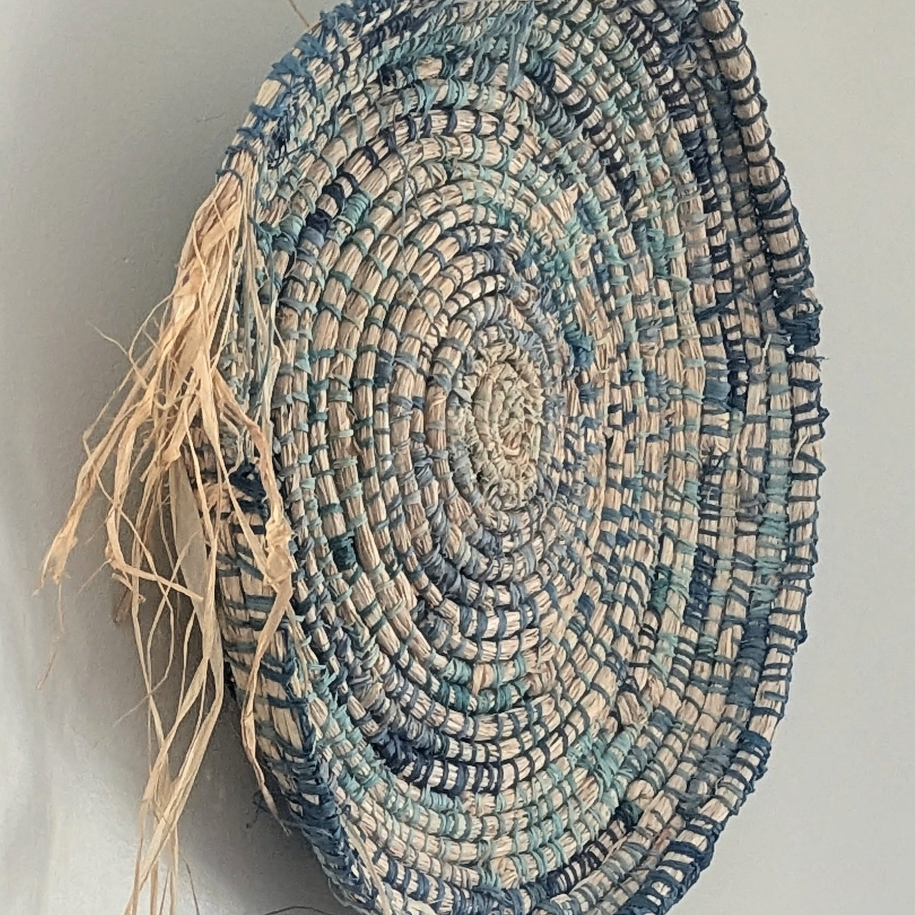 Coiled Basket Woven Rockpool Blues |  50 cm for Wall or Flat Lay | Tableware