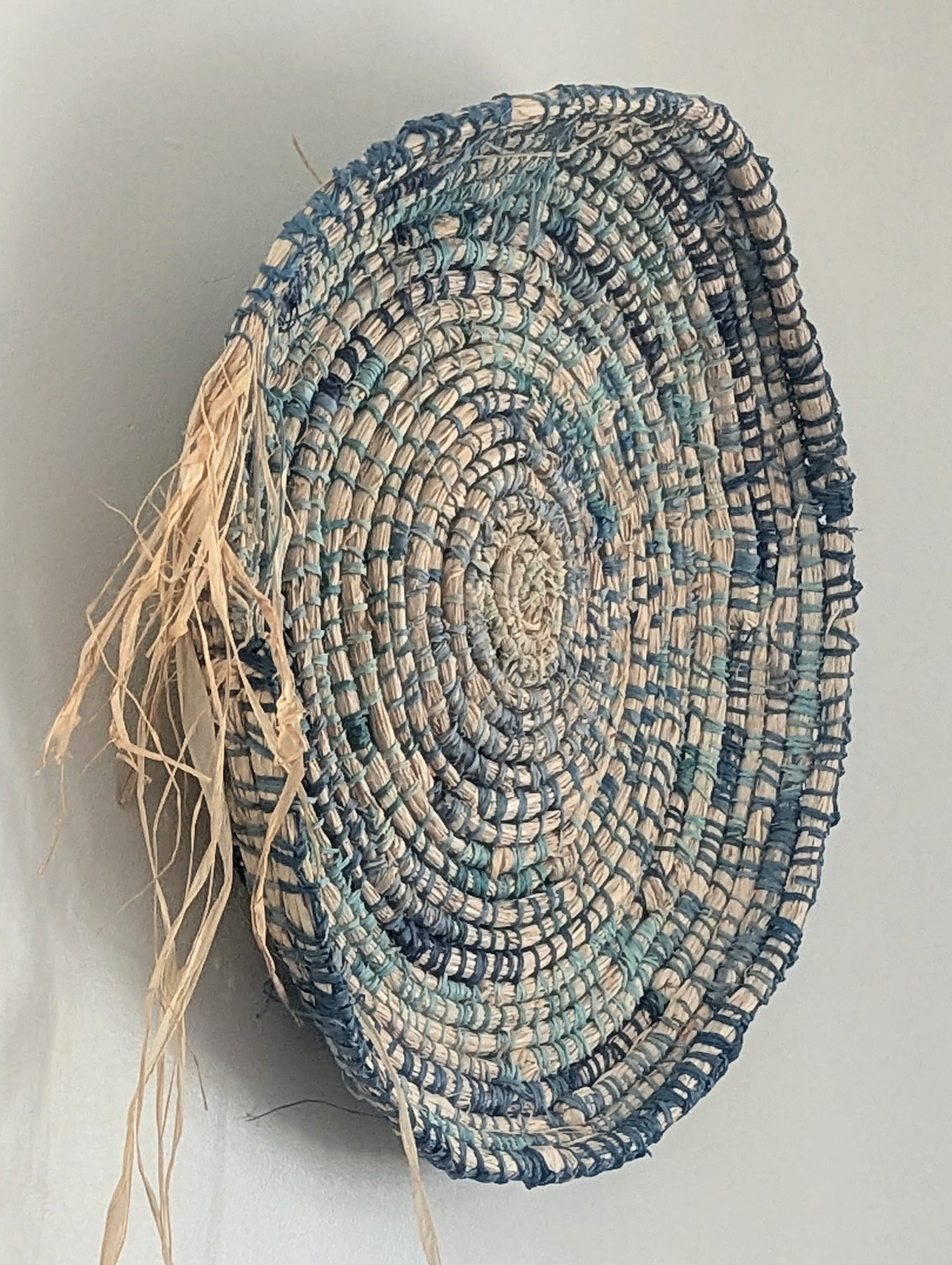 Coiled Basket Woven Rockpool Blues |  50 cm for Wall or Flat Lay | Tableware