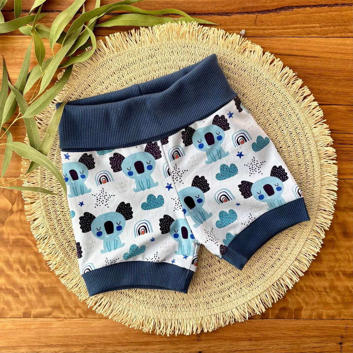 Baby Short Sleeved Bodysuit and Shorts | Blue Koalas | Size premmie to 2 | Made to order
