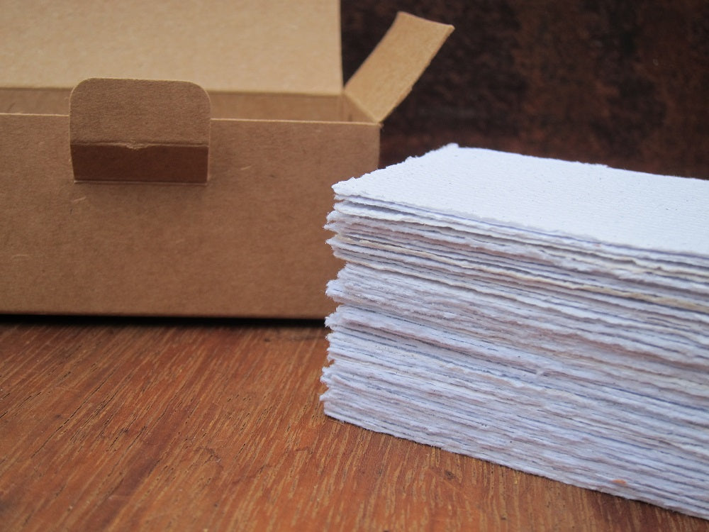 Handmade Recycled paper cards, DIY business tags (50)