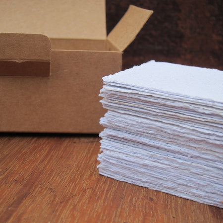 Handmade Recycled paper cards, DIY business tags (50)